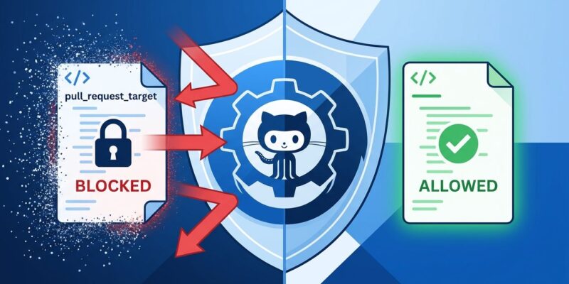 GitHub Actions workflow execution protections blocking pull_request_target events with shield security layer