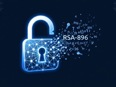 AI neural network unlocking a digital padlock representing RSA-896 cryptographic factorization