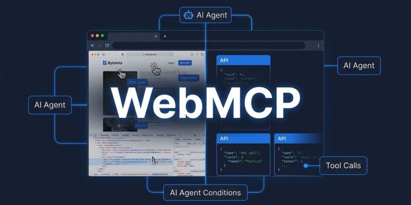 WebMCP browser standard showing AI agents connecting to websites through structured tool calls instead of screenshot-based automation