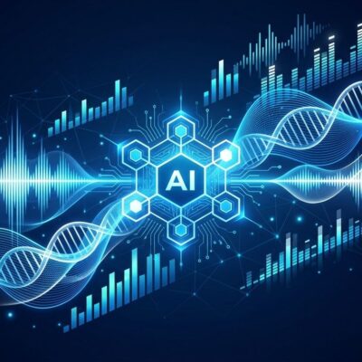 Abstract blue sound waveforms representing Gemini 3.8 text-to-speech API voice synthesis