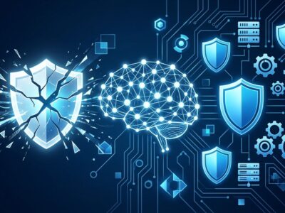 Neural network with broken and intact shields representing open-weight AI model safety infrastructure from Base Labs, Hugging Face, and Goodfire