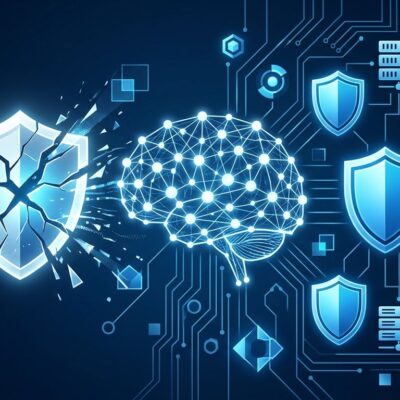 Neural network with broken and intact shields representing open-weight AI model safety infrastructure from Base Labs, Hugging Face, and Goodfire