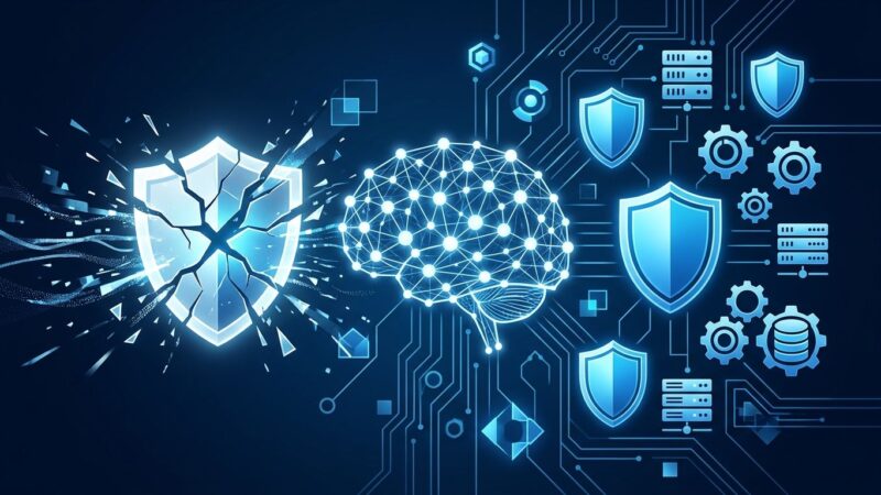 Neural network with broken and intact shields representing open-weight AI model safety infrastructure from Base Labs, Hugging Face, and Goodfire