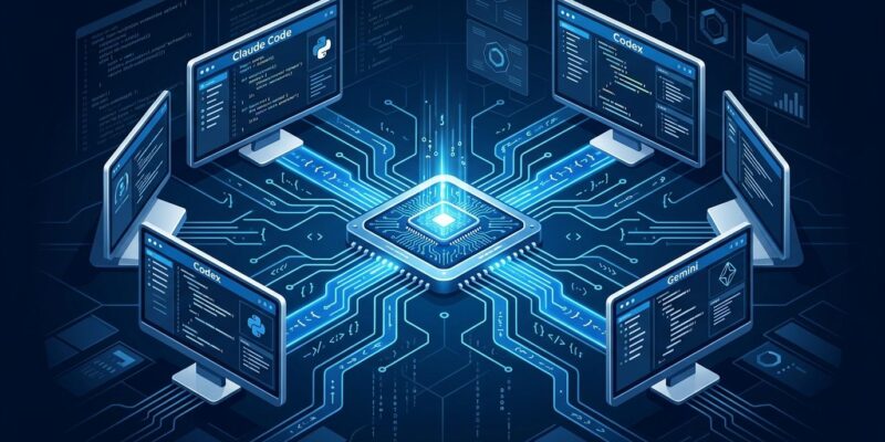 AgentProto runtime orchestrating multiple coding agents including Claude Code, Codex and Gemini from a central control hub
