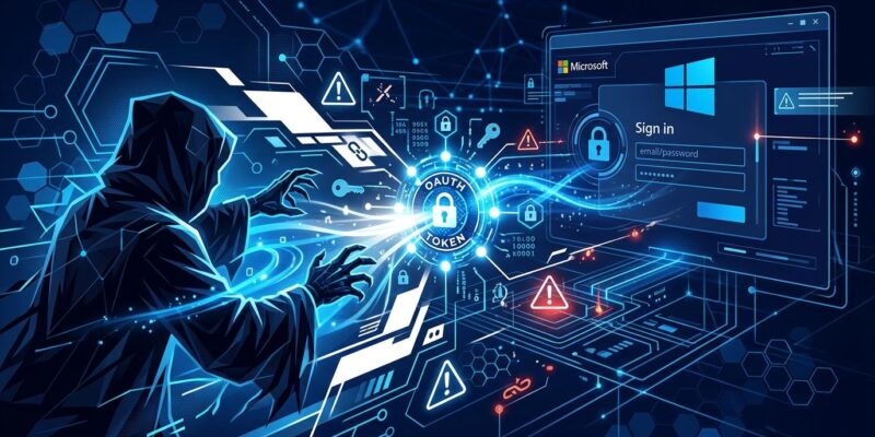 EvilTokens AI-powered phishing service seized by Microsoft - OAuth device code attack visualization