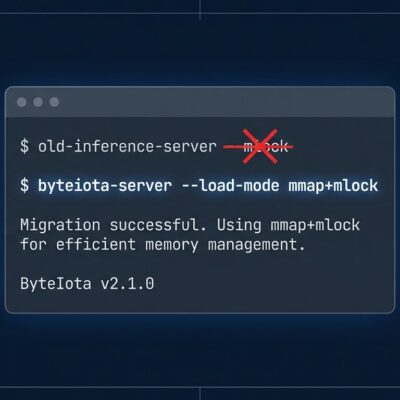 llama.cpp v0.4.1 terminal showing --load-mode flag replacing --mmap and --mlock flags