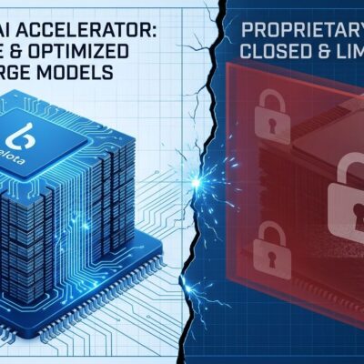 Split-screen comparison of Alibaba Zhenwu V900 AI chip versus blocked Nvidia accelerator with export restriction barrier