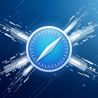 Safari compass icon radiating data streams to AI agent tools representing MCP server connectivity
