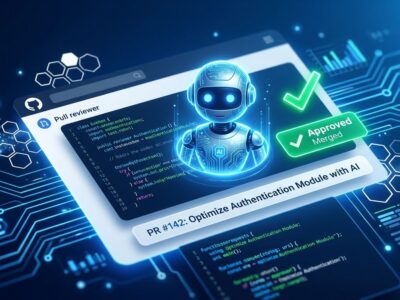 GitHub Copilot AI robot approving a pull request in a code review interface