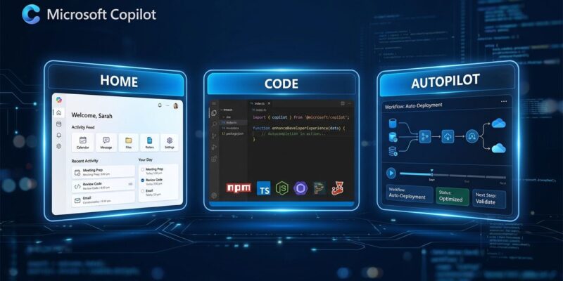 Microsoft Copilot restructured into Home Code and Autopilot surfaces with Managed Runtime SDK