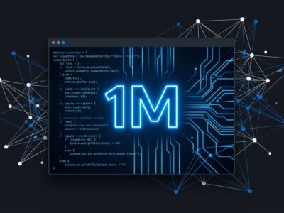 Terminal interface with glowing blue code lines and 1M token context window visualization representing GPT-6 Astra in Codex CLI