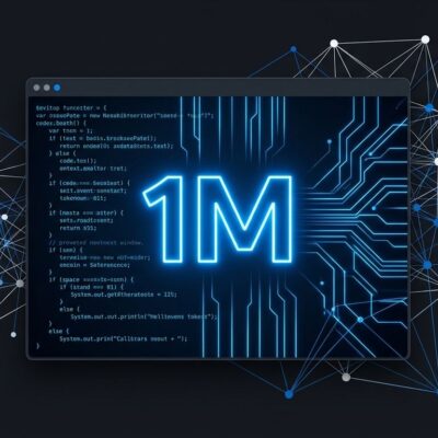 Terminal interface with glowing blue code lines and 1M token context window visualization representing GPT-6 Astra in Codex CLI
