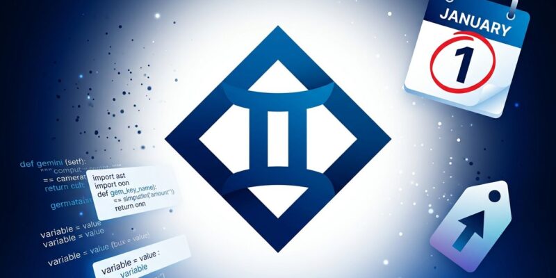 Google Gemini 3.8 Flash logo with January 1 2027 deadline calendar and pricing elements on blue and white background