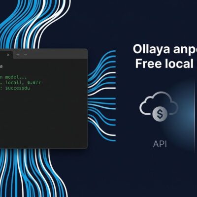 Ollaya terminal showing local decision model inference with blue data streams comparing local vs hosted API