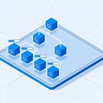 Isometric illustration of an AI agent org chart with tiered nodes and budget meters, representing Paperclip open-source agent management