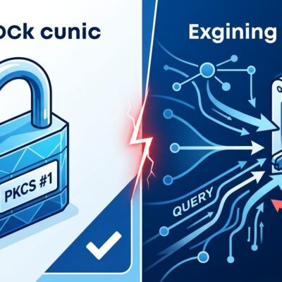 Split-screen comparison of padded RSA lock (secure) versus unpadded RSA signing oracle (vulnerable)