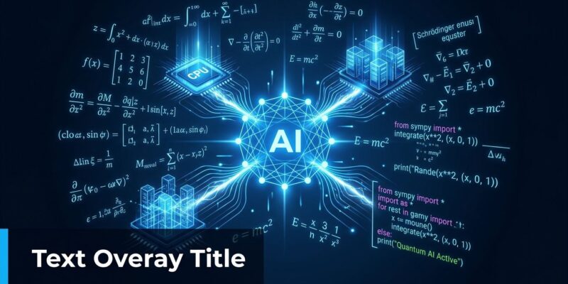 Abstract visualization of Claude AI autonomously computing a nine-loop physics amplitude using Python and SymPy on 96 CPUs