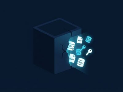 Abstract visualization of cloud container data leaking between tenants, representing the Cloudflare cross-tenant disk exposure vulnerability
