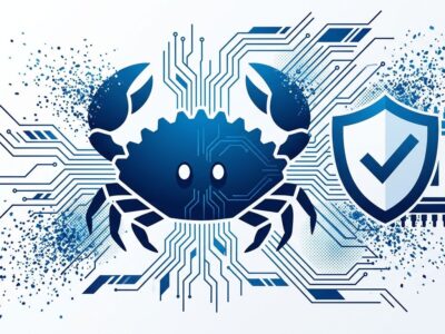 Rust crab logo with shield and CPU processor symbol representing safe SIMD programming without unsafe blocks