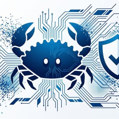 Rust crab logo with shield and CPU processor symbol representing safe SIMD programming without unsafe blocks
