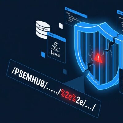 Oracle PeopleSoft PSEMHUB WAF bypass attack diagram showing percent-encoded URL path