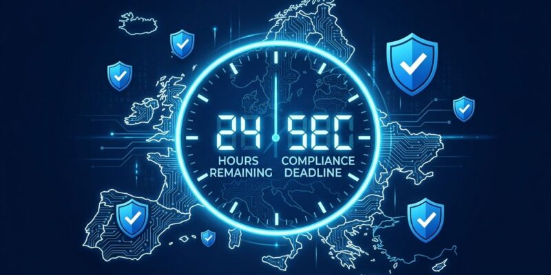 EU Cyber Resilience Act vulnerability reporting deadline clock and EU map