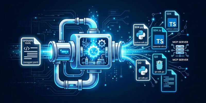 Cloudflare Forge pipeline converting OpenAPI spec into SDKs, CLIs, and MCP servers