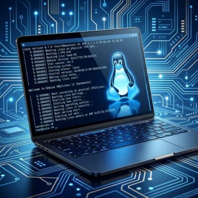 Qualcomm Snapdragon X2 laptop running Linux with ARM chip architecture and Tux penguin logo