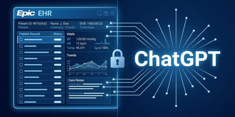 ChatGPT Health integrates with Epic EHR patient records system illustration