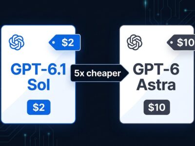 GPT-6.1 Sol vs GPT-6 Astra pricing comparison showing 5x cost difference