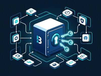OpenBao v2.6 featured image showing a digital vault with cryptographic keys and workflow nodes in ByteIota brand colors