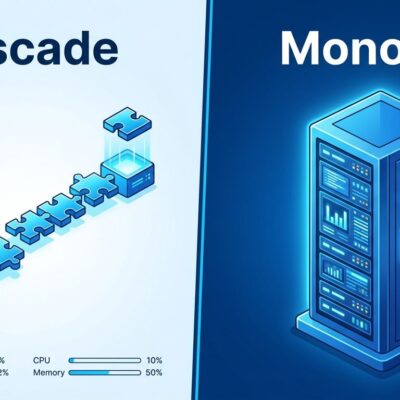 Split-screen comparison of Cascade lazy-load agent architecture versus traditional monolithic agent stack for Manus 2.0