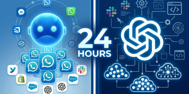 Split-screen comparison of Meta Muse and OpenAI Dots enterprise AI agent platforms launching 24 hours apart