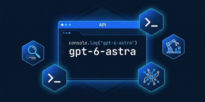 GPT-6 Astra API terminal interface with blue glowing MCP tools