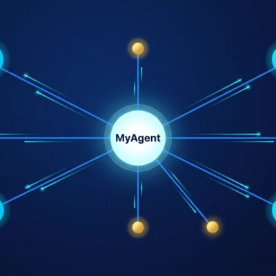 Diagram of Cisco MyAgent orchestrating 800 subagents with multi-model routing: open-weight on-prem, software automation, and frontier APIs