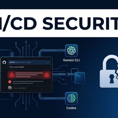 Diagram showing AI coding agents (Claude Code, Gemini CLI, Codex) being exploited through a malicious GitHub issue to leak CI/CD runner secrets