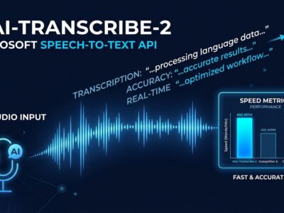 MAI-Transcribe-2 speech-to-text API waveform visualization with benchmark metrics