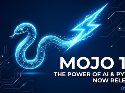 Mojo 1.0 programming language stable release - Python snake transforming into lightning bolt
