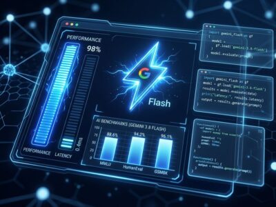 Google Gemini 3.8 Flash AI model benchmark dashboard showing performance metrics for coding agents