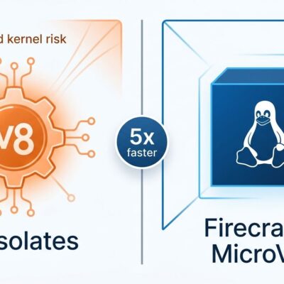 Split-screen comparison of V8 isolates versus Firecracker MicroVMs showing Netlify edge functions 5x performance improvement