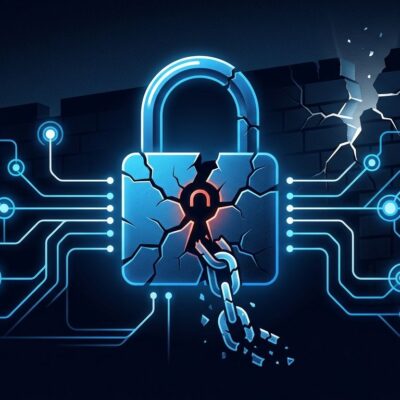 Broken padlock with fractured certificate chain representing the Xray-core TLS certificate verification bypass vulnerability