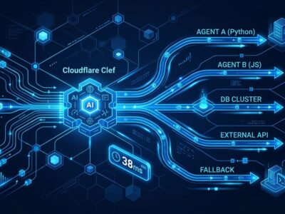 Cloudflare Clef open-weight decision model routing visualization with blue decision nodes and branching paths