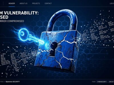 Cracked blue padlock with data fragments scattering outward, representing Denmark CPR register breach via third-party access credentials