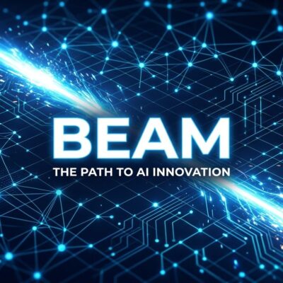 Beam of light through neural network nodes representing Reflection AI's Beam open-weight model
