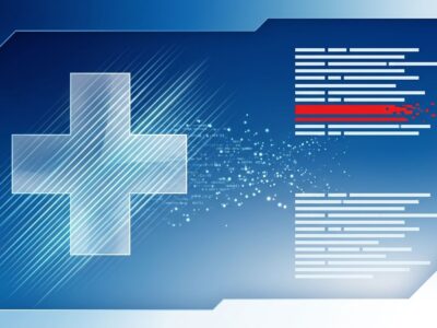 AI security model detecting silent patient record access flaw in Epic MyChart system, blue and white tech visualization