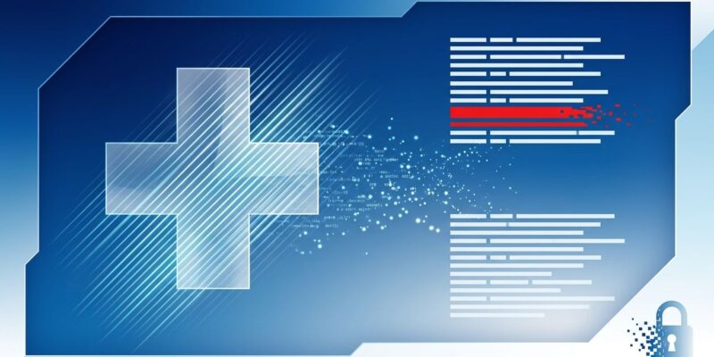 AI security model detecting silent patient record access flaw in Epic MyChart system, blue and white tech visualization