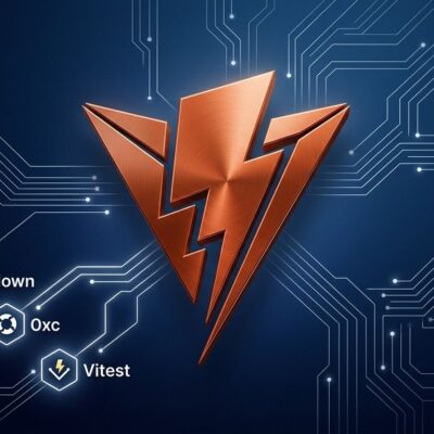 ViteConf 2026 lightning bolt representing Vite Rust-based toolchain with Rolldown Oxc Vitest