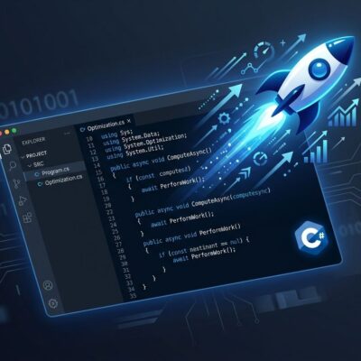 C# Dev Kit 11 VS Code featured image showing VS Code editor with performance improvement visualization
