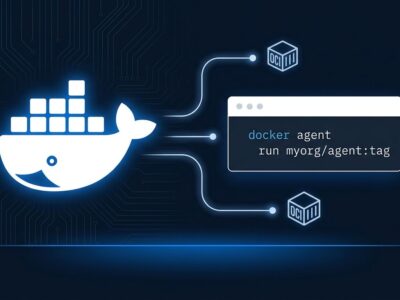 Docker Agent YAML configuration interface showing AI agent deployment with OCI containers