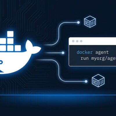 Docker Agent YAML configuration interface showing AI agent deployment with OCI containers